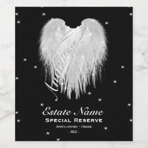ANGEL WINGS Heart Starry Night Black Weinetikett
