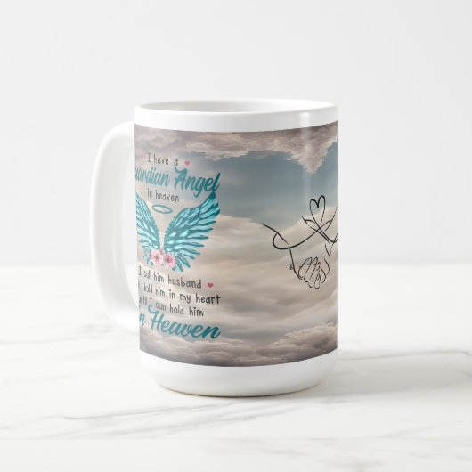 Angel Wings Husband Memorial Custom Tasse (Vorderseite Links)