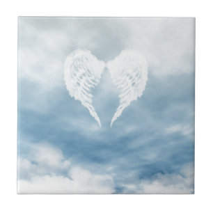Angel Wings in Cloudy Blue Sky Fliese