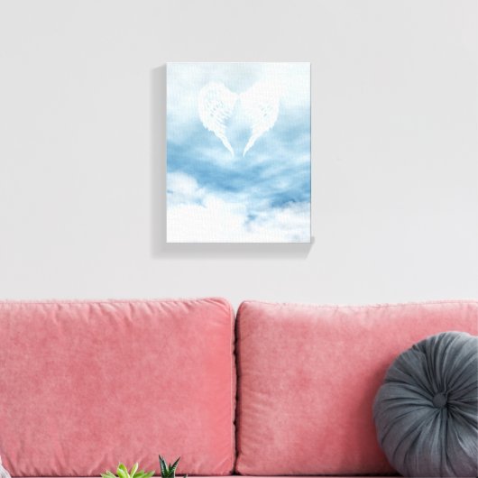 Angel Wings in Cloudy Blue Sky Leinwanddruck (Insitu (Wohnzimmer))