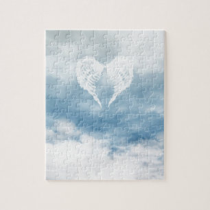 Angel Wings in Cloudy Blue Sky Puzzle