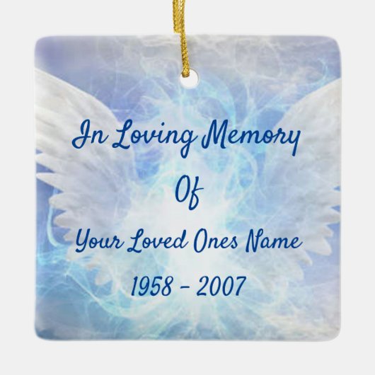 Angel Wings in Love Memory Memorial Foto Keramikornament (Vorderseite)