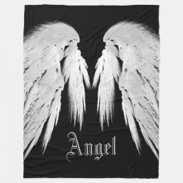 ANGEL WINGS Individuelle Name Black Fleecedecke