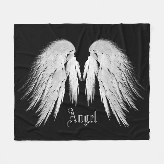 ANGEL WINGS Individuelle Name Black Fleecedecke (Vorderseite (Horizontal))