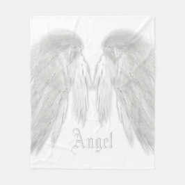 ANGEL WINGS Individuelle Name White Fleecedecke