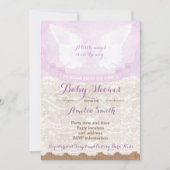 Angel Wings Lilac Baby ShowParty Einladung (Vorderseite)