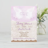 Angel Wings Lilac Baby ShowParty Einladung (Stehend Vorderseite)