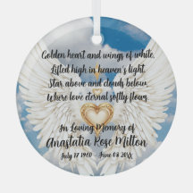 Angel Wings Memorial Design with Golden Heart 