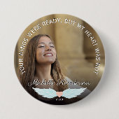 Angel Wings Memorial Foto & Beileid Angebot Button (Vorderseite)