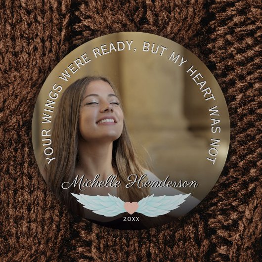 Angel Wings Memorial Foto & Beileid Angebot Button