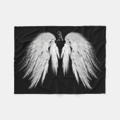ANGEL WINGS Monogram Black Fleecedecke (Vorderseite (Horizontal))