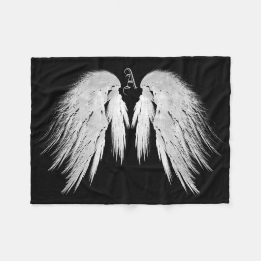 ANGEL WINGS Monogram Black Fleecedecke (Vorderseite (Horizontal))
