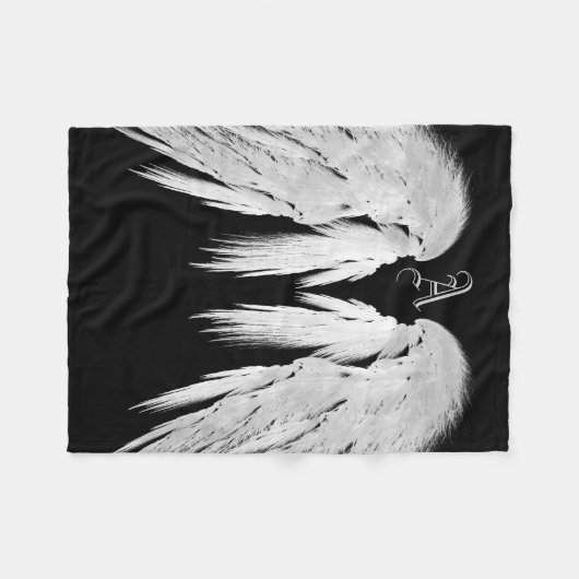 ANGEL WINGS Monogram Black Fleecedecke (Vorderseite (Horizontal))