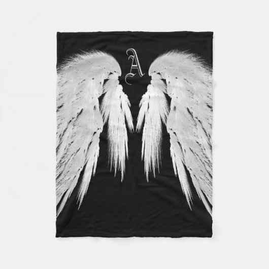 ANGEL WINGS Monogram Black Fleecedecke (Vorderseite)