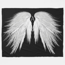 ANGEL WINGS Monogram Black Fleecedecke