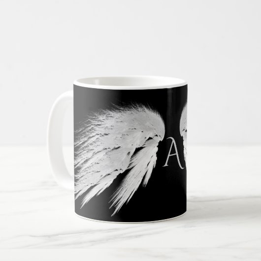ANGEL WINGS Monogram Black Kaffeetasse (Vorderseite Links)