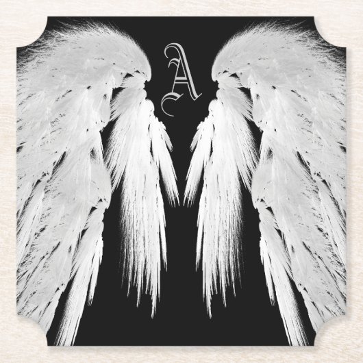 ANGEL WINGS Monogram Black Untersetzer (Vorderseite)
