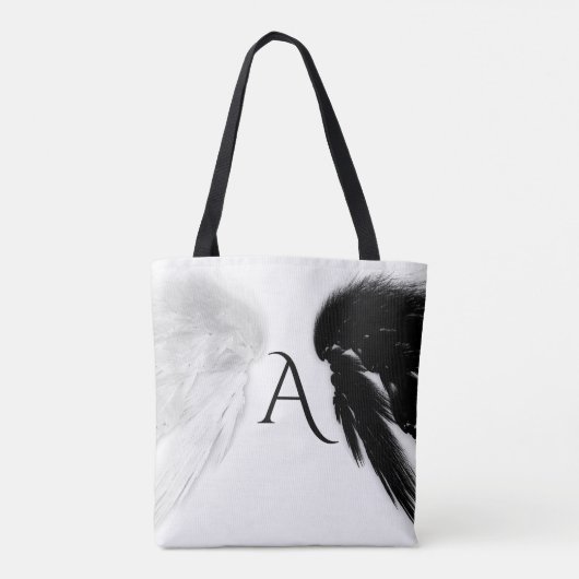 ANGEL WINGS Monogram Black + White Tasche (Rückseite)