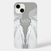 ANGEL WINGS Monogram Elegant Gray Case-Mate iPhone Hülle (Rückseite)