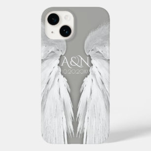 ANGEL WINGS Monogram Elegant Gray Case-Mate iPhone 14 Hülle