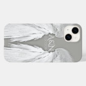 ANGEL WINGS Monogram Elegant Gray Case-Mate iPhone Hülle (Rückseite (Horizontal))