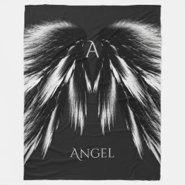 ANGEL WINGS Monogram Gray Black Fleecedecke
