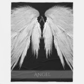 ANGEL WINGS Monogram Name Black Fleecedecke (Vorderseite)