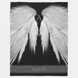 ANGEL WINGS Monogram Name Black Fleecedecke