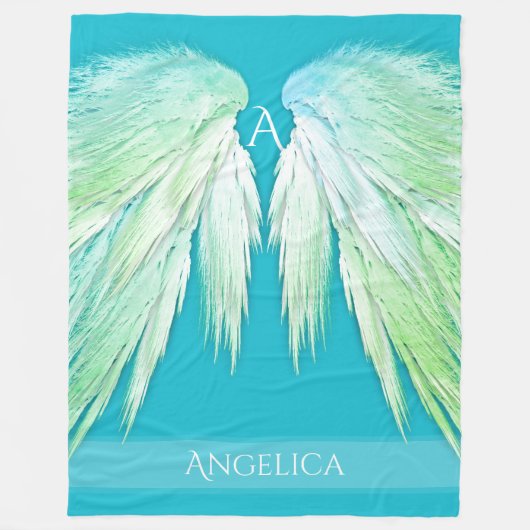 ANGEL WINGS Monogram Name Fresh Ombre Fleecedecke (Vorderseite)