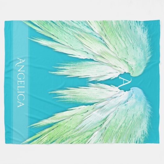 ANGEL WINGS Monogram Name Fresh Ombre Fleecedecke (Vorderseite (Horizontal))