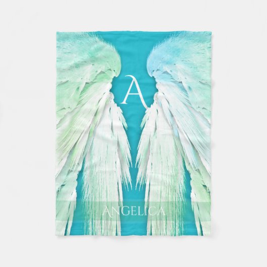 ANGEL WINGS Monogram Name Fresh Ombre Fleecedecke (Vorderseite)