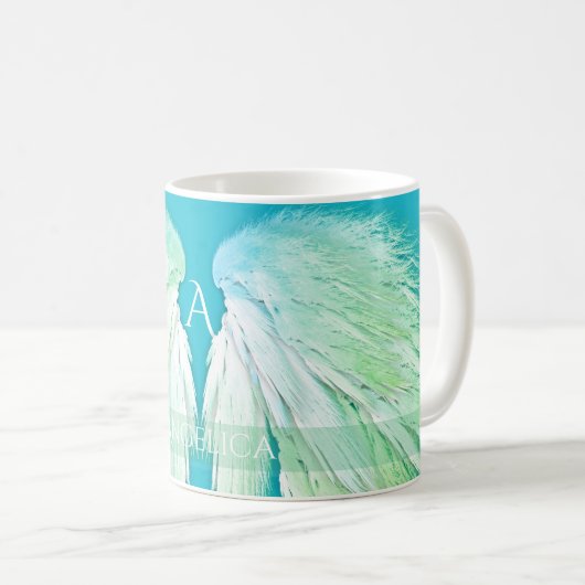 ANGEL WINGS Monogram Name Fresh Ombre Kaffeetasse (VorderseiteRechts)
