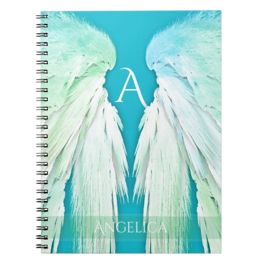 ANGEL WINGS Monogram Name Fresh Ombre Notizblock (Vorderseite)