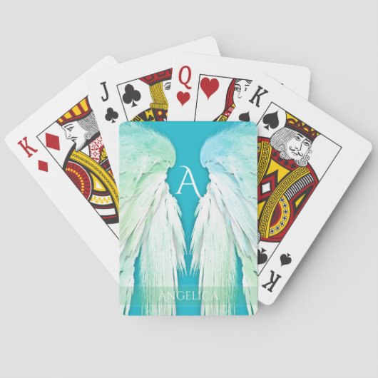 ANGEL WINGS Monogram Name Fresh Ombre Spielkarten (Rückseite)