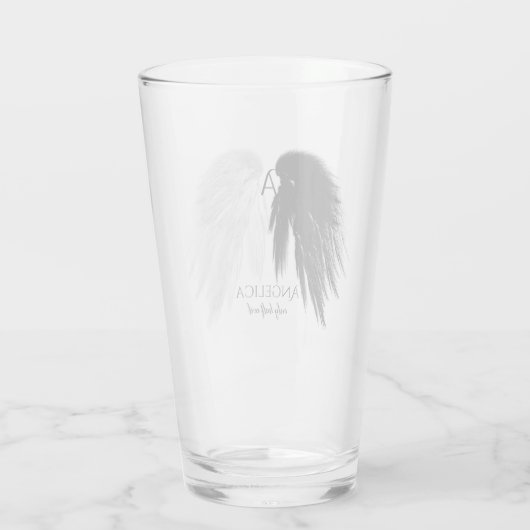 ANGEL WINGS Monogram 'Only Halb Evil' Funny Glas (Rückseite)