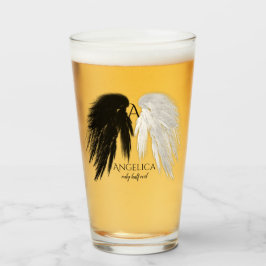 ANGEL WINGS Monogram 'Only Halb Evil' Funny Glas