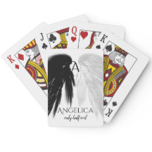 ANGEL WINGS Monogram 'Only Halb Evil' Funny