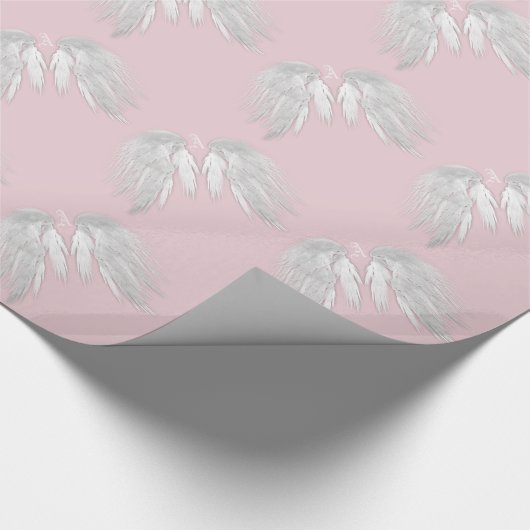 ANGEL WINGS Monogram Pink Geschenkpapier (Ecke)