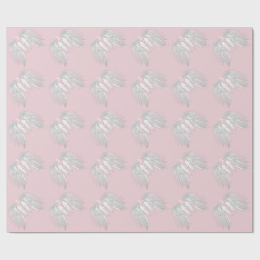 ANGEL WINGS Monogram Pink Geschenkpapier (Flach)