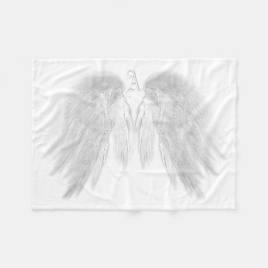 ANGEL WINGS Monogram White Fleecedecke (Vorderseite (Horizontal))