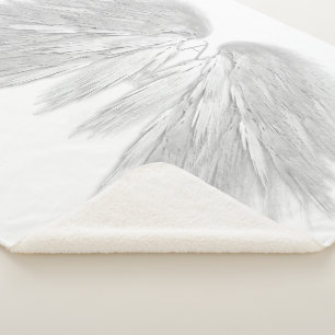 ANGEL WINGS Monogram White Sherpadecke