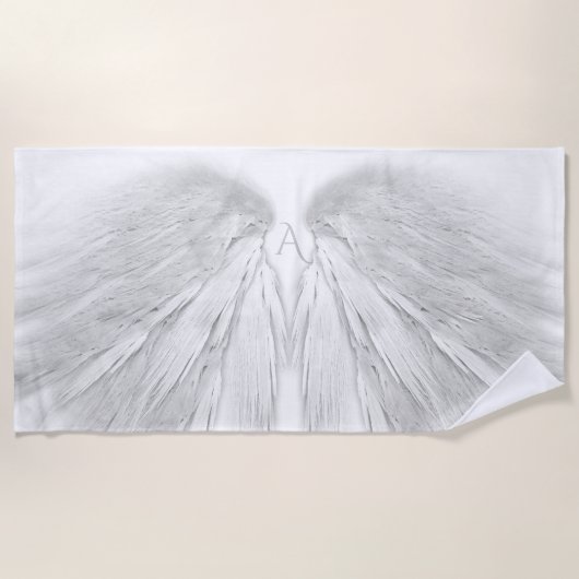 ANGEL WINGS Monogram White Strandtuch (Vorderseite)