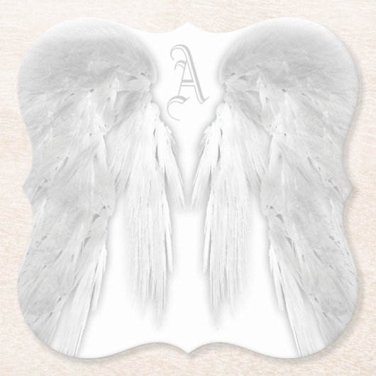 ANGEL WINGS Monogram White Untersetzer (Vorderseite)