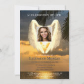 Angel Wings Ocean Sunset Foto Feier des Lebens Einladung (Vorderseite)