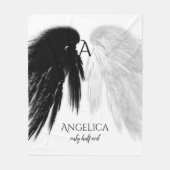 ANGEL WINGS 'Only Halb Evil' Monogram Funny Fleecedecke (Vorderseite)