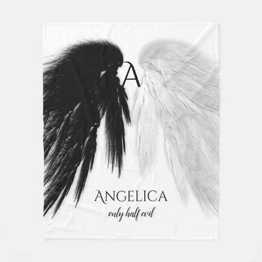 ANGEL WINGS 'Only Halb Evil' Monogram Funny Fleecedecke (Vorderseite)