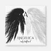 ANGEL WINGS 'Only Halb Evil' Monogram Funny Magnet (Vorne)