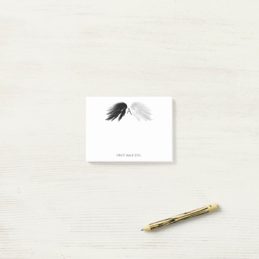 ANGEL WINGS 'Only Halb Evil' Monogram Funny Post-it Klebezettel (Auf Schreibtisch)