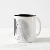 ANGEL WINGS 'Only Halb Evil' Monogram Funny Zweifarbige Tasse (VorderseiteRechts)