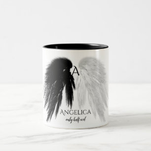 ANGEL WINGS 'Only Halb Evil' Monogram Funny Zweifarbige Tasse